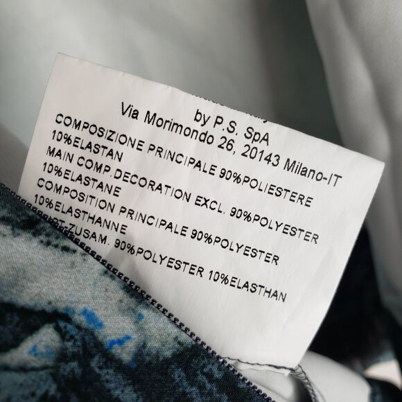 Piazza Sempione Scuba Top Short Sleeve Peplum Blue Gray Marble Size 40 US 6 - Picture 8 of 9